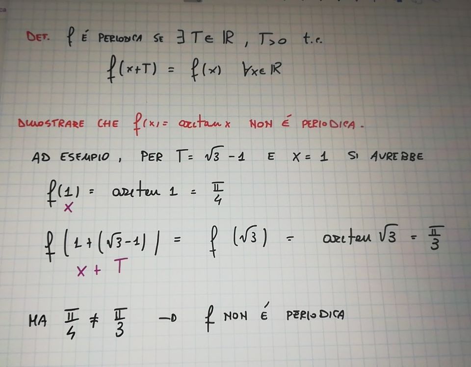 Dimostrare Che La Funzione Arcotangente Non E Periodica Facendo Esclusivamente Utilizzo Della Definizione Di Periodicita Algomath