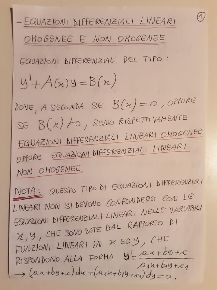 Equazioni Differenziali Lineari Del Tipo Y A X Y B X Non Omogenee Algomath