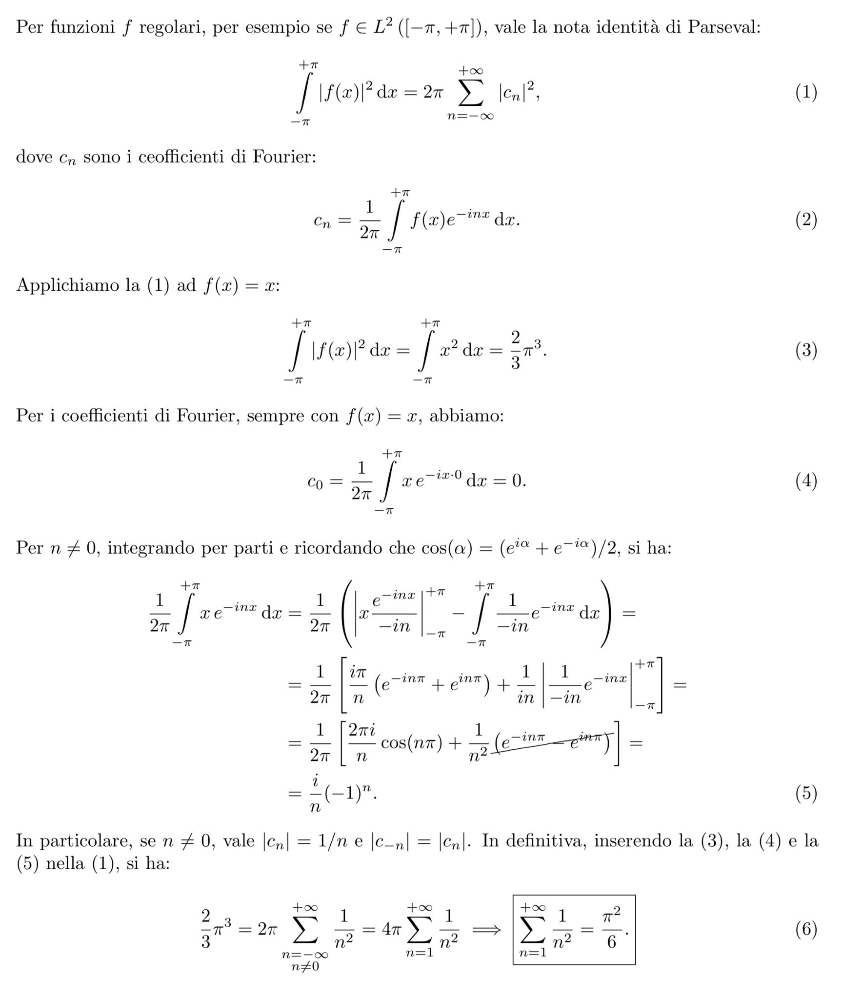 soluzione del famoso problema di Basilea – Algo and Math