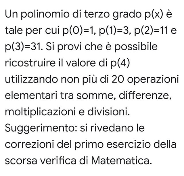 Un Polinomio Di Terzo Grado P X E Tale Per Cui P 0 1 P 1 3 Algorithms And Math