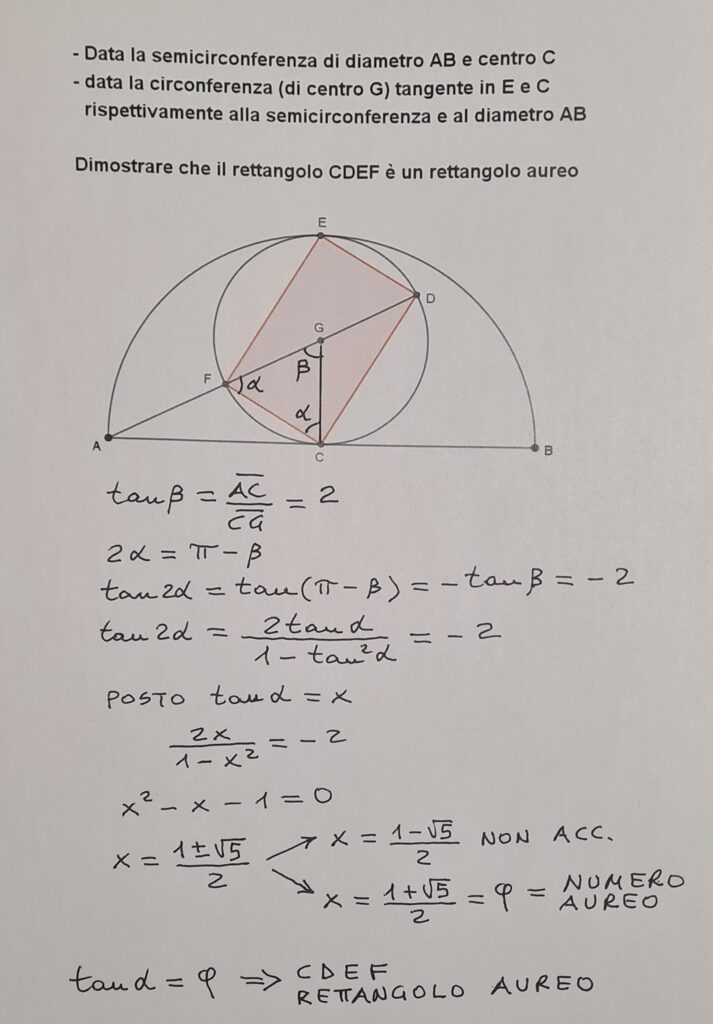 Data La Semicirconferenza Di Diametro Ab E Centro C Data La Circonferenza Di Centro G Tangente Algorithms And Math