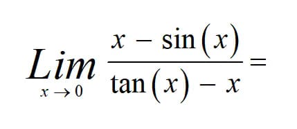 lim –> 0 di (x – sin(x)) / tan(x) – x – Algo and Math