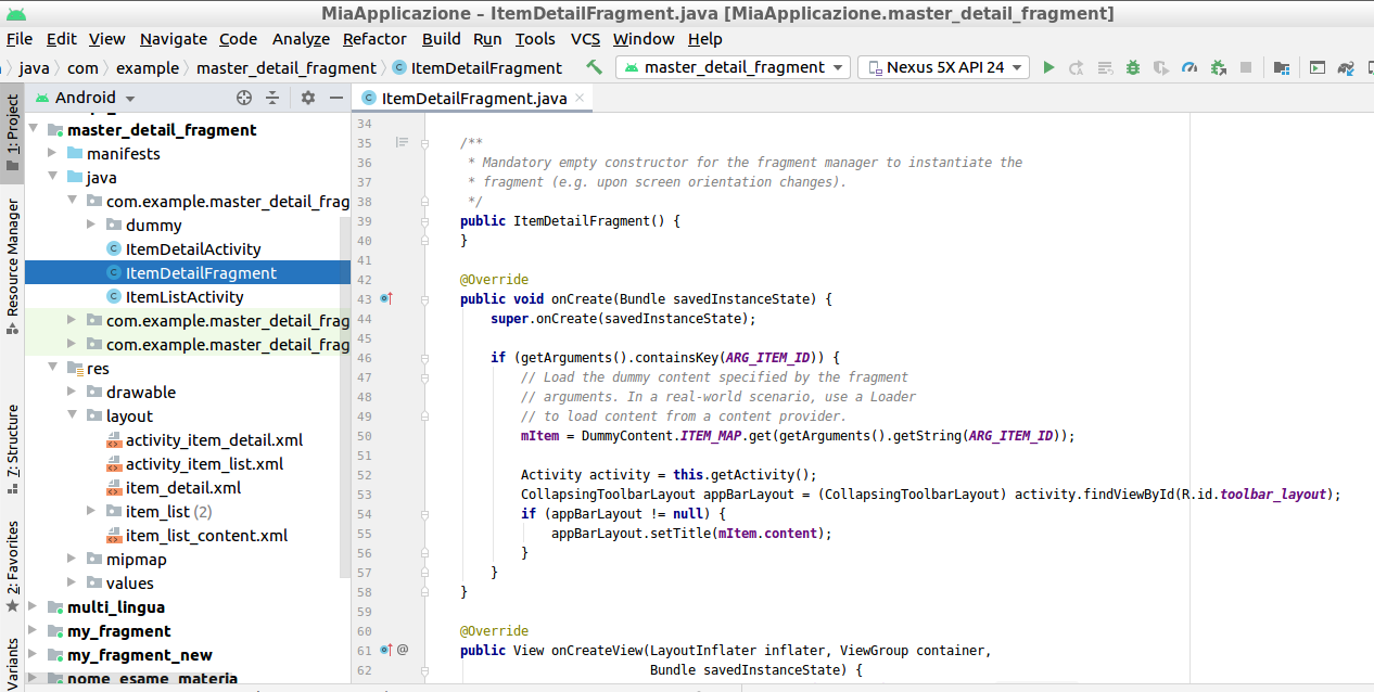 android studio fragment callback