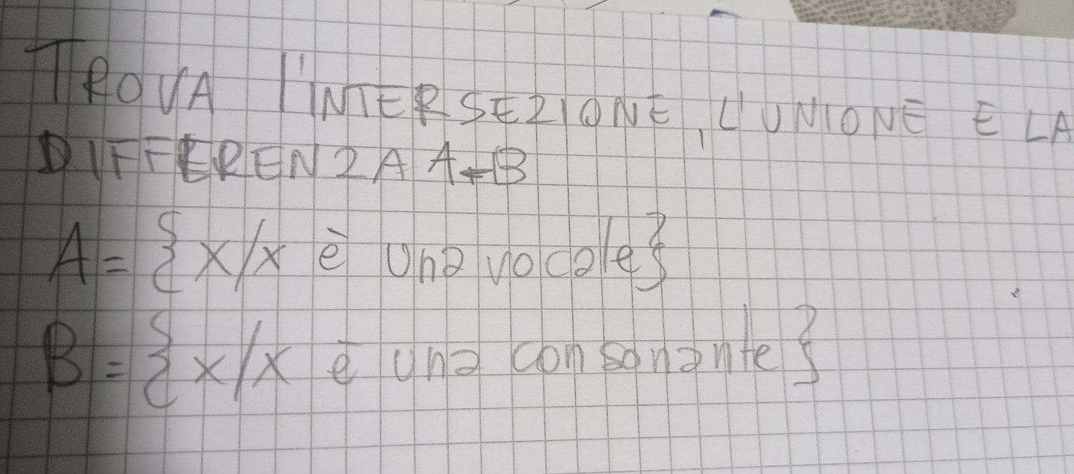 Trova L’intersezione, L’unione E La Differenza A + B – Algo And Math