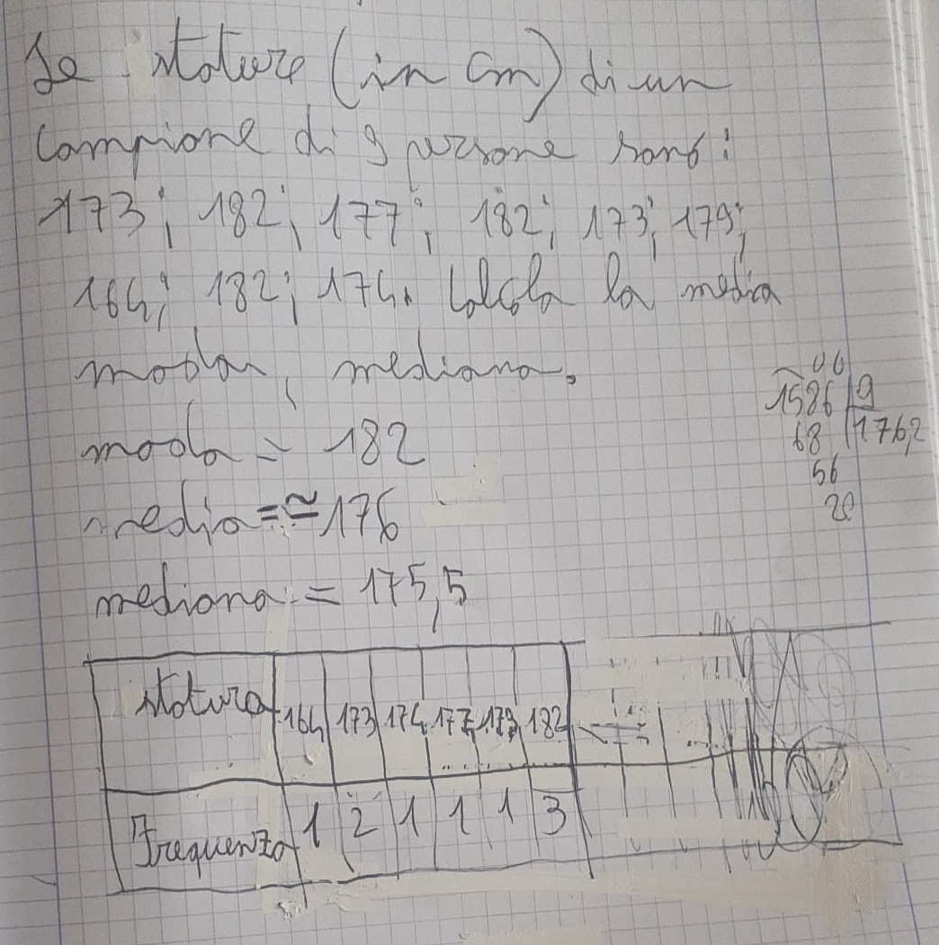 le statute in cm di un campione di 9 persone sono: 173;182;177;182, 173 ...